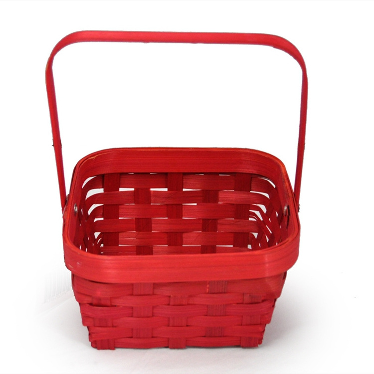 Green Swing Handle Oval Bamboo Basket for fruit gift christmas