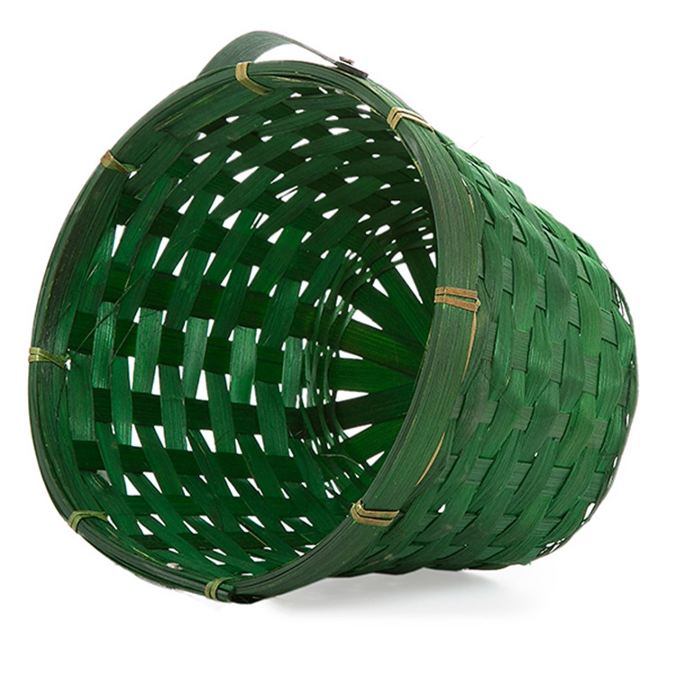 Green Swing Handle Oval Bamboo Basket for fruit gift christmas