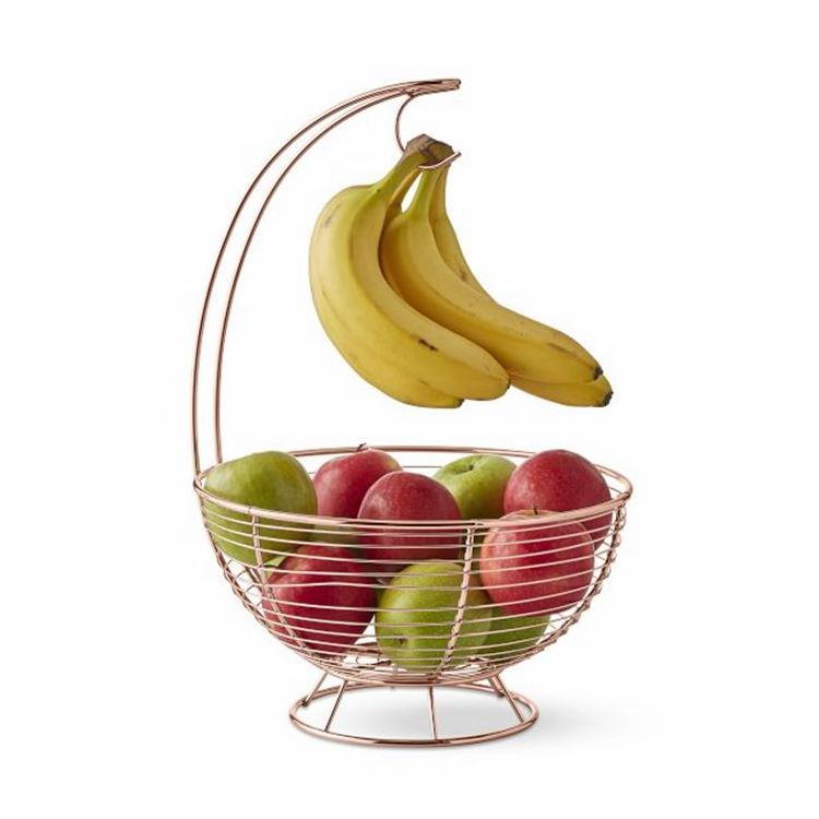 Copper Banana Hanger Fruit Basket with holder for kitchen or dining area