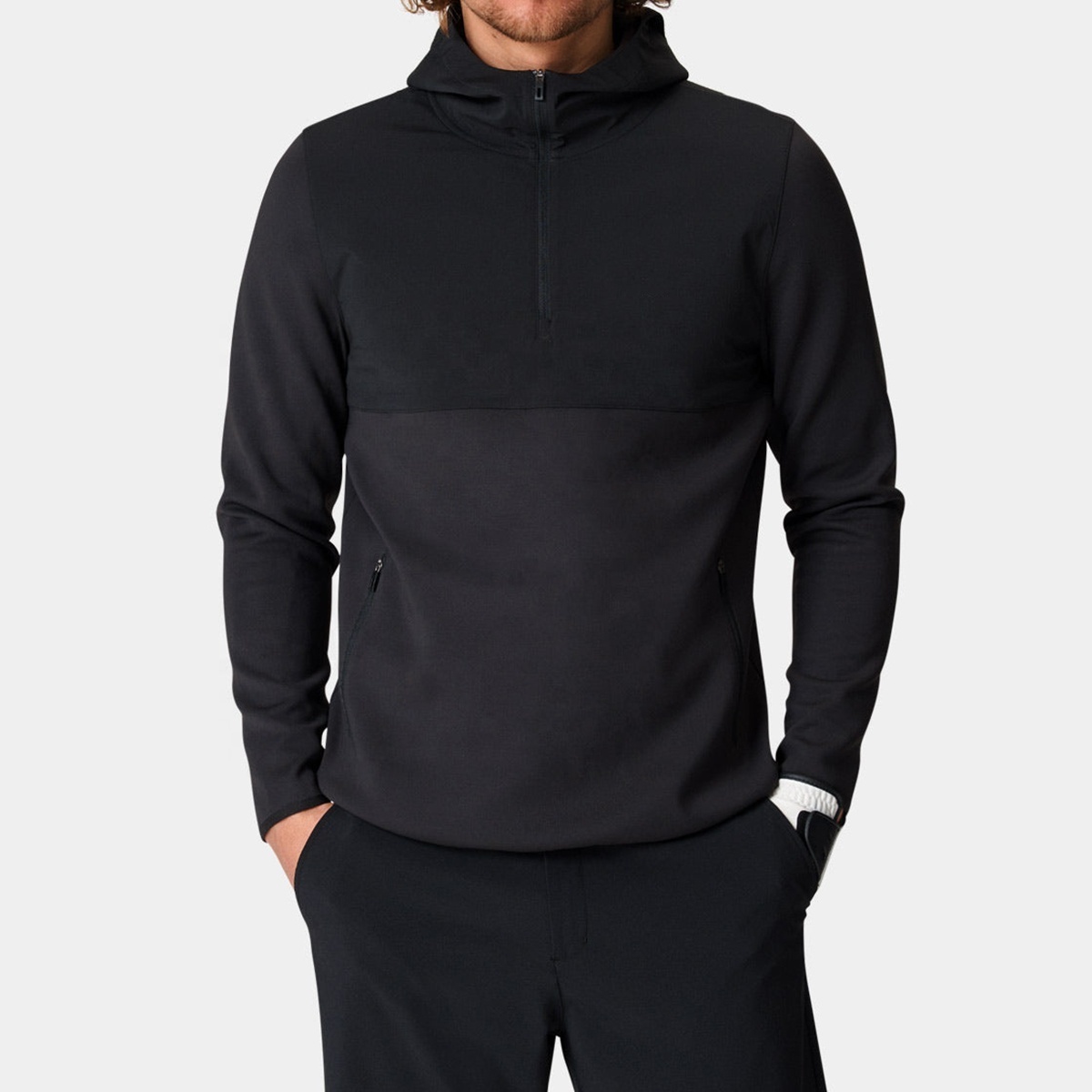 New Arrivals 1/4 Zip Pullover Golf Polyester Spandex Black Lightweight Slim FIt Sports Golf Hoodie For Men