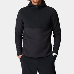 New Arrivals 1/4 Zip Pullover Golf Polyester Spandex Black Lightweight Slim FIt Sports Golf Hoodie For Men