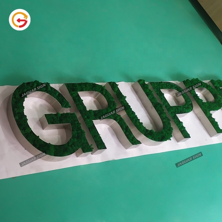 JAGUARSIGN Manufacturer Custom Moss Sign Letters Fillable Metal Letter Moss Logo Sign for Wall Decoration