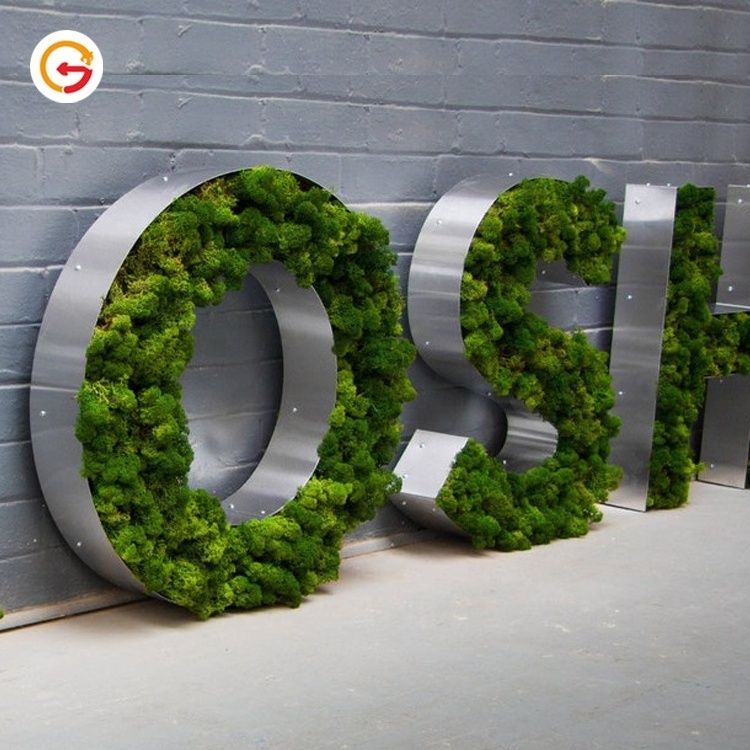 JAGUARSIGN Manufacturer Custom Moss Sign Letters Fillable Metal Letter Moss Logo Sign for Wall Decoration