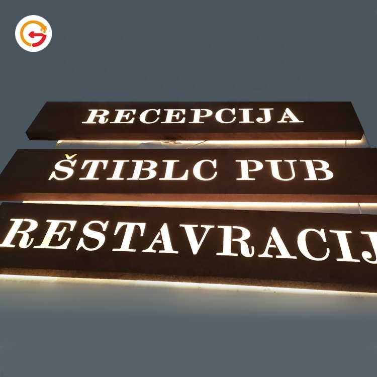 JAGUARSIGN Manufacturer Custom Outdoor Decoration Backlit Sign Stainless Steel Sign Board Restaurant Rustic Wall Sign