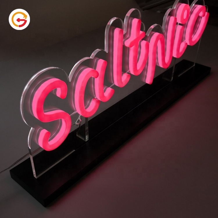 JAGUARSIGN Manufacturer Custom Free Standing Acrylic LED Neon Sign Table Decor LED Neon Lights with Base