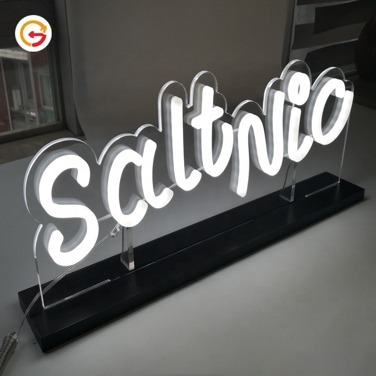 JAGUARSIGN Manufacturer Custom Free Standing Acrylic LED Neon Sign Table Decor LED Neon Lights with Base