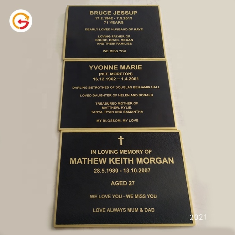 JAGUARSIGN Manufacturer Custom Gold Metal Plaque Sign Etching Brass Plaque Funeraire Commemorative Plaques