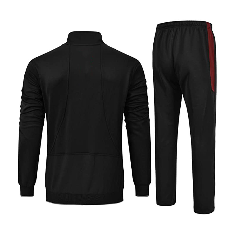 Custom Made Tracksuit Athletic Full Zip Casual Sports Jogging Gym Sweatsuit High Quality Plus Size Men's T-Shirt Black - Maroon