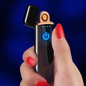 Mini Windproof Two-side Touch Sensor Metal Flameless Rechargeable Electric  USB Cigarette Lighter