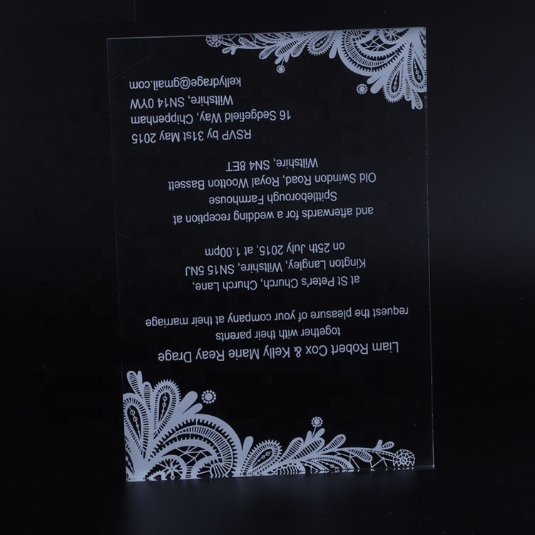 OEM ODM Craft Clear Nepali Retirement Wedding Marriage  Acrylic invitation card