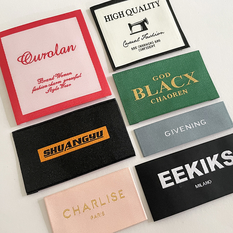 Garment Damask Polyester Woven Labels Tag Clothing T-shirt Neck Label