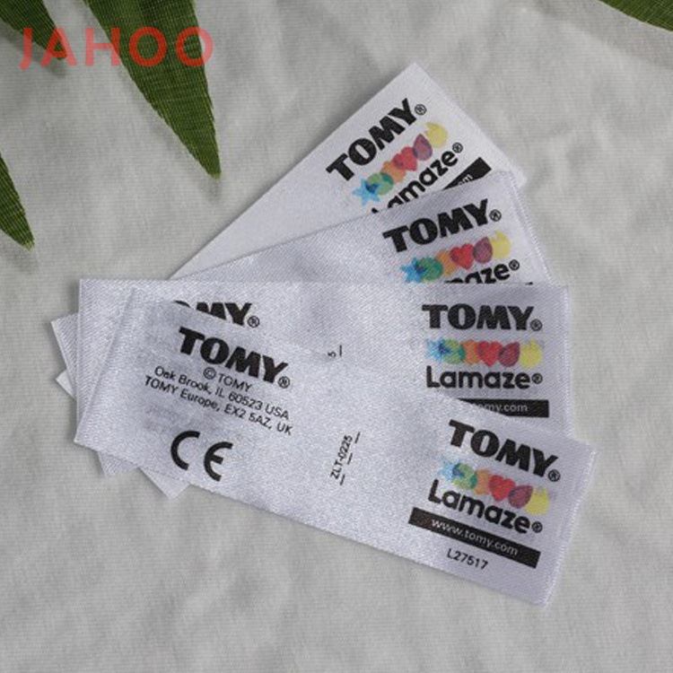 Machine embroidery printed wash garment care satin soft clothing label