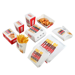 Custom Printed Recycled Take Away French Fries Paper Boxes Fast Food Burger Hamburger Packaging