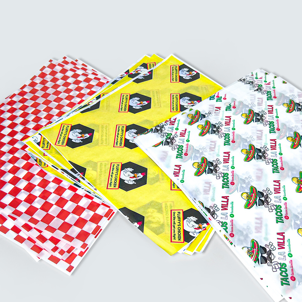 Food grade wrapping paper for Snack Hamburger oil proof custom logo printed packaging paper