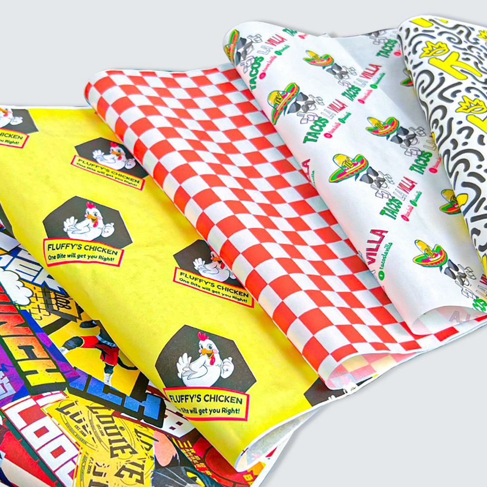 Food grade wrapping paper for Snack Hamburger oil proof custom logo printed packaging paper