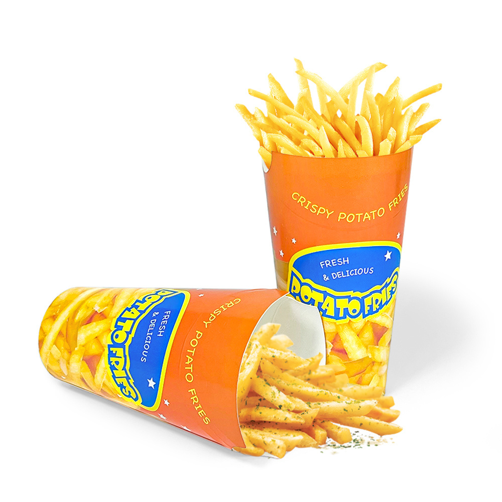 Hot sell custom printed waffle paper cups chip french fries holder disposable snack paper cup