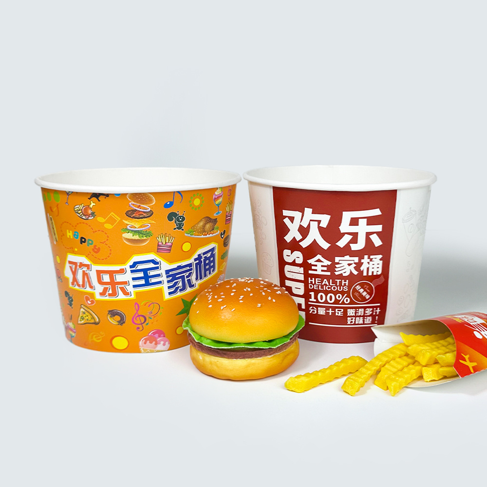 64oz Popular Customized Paper Bucket Fried Chicken Bucket Container With Paper Lid