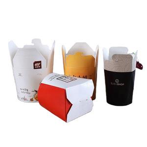 JAHOO Food Grade Custom 16oz 26oz 32oz Take Away Disposable Food Paper Noodle Pasta Box