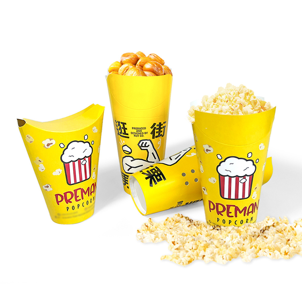 Hot sell custom printed waffle paper cups chip french fries holder disposable snack paper cup