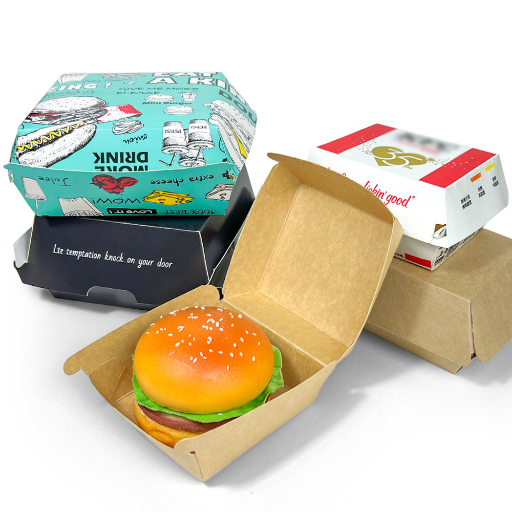 Wholesale paper burger box custom recyclable paper hamburger Box