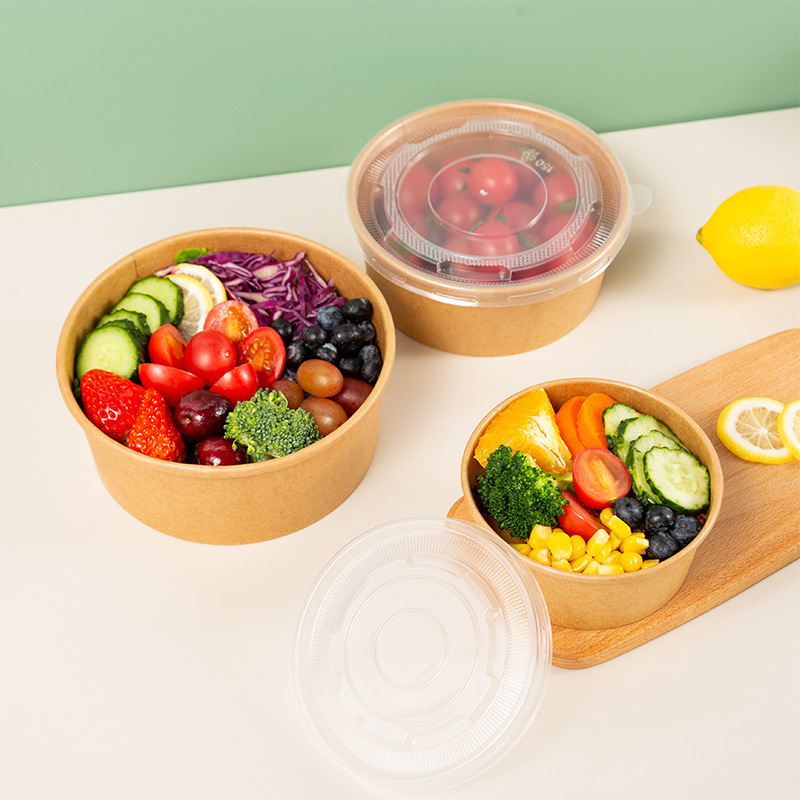 Disposable Paper Salad Bowl 500ml 750ml 1000ml 1100ml 1300ml Take Away Craft Paper Bowls