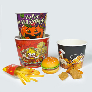 32oz 48oz 65oz 130oz 170oz Custom Print Disposable Fried Chicken Wings Paper Bucket With Lid