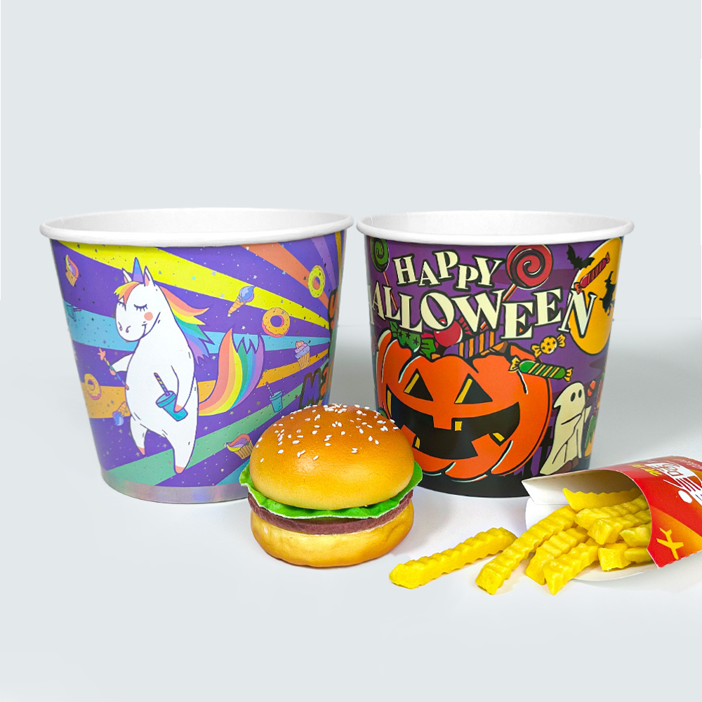 64oz Popular Customized Paper Bucket Fried Chicken Bucket Container With Paper Lid