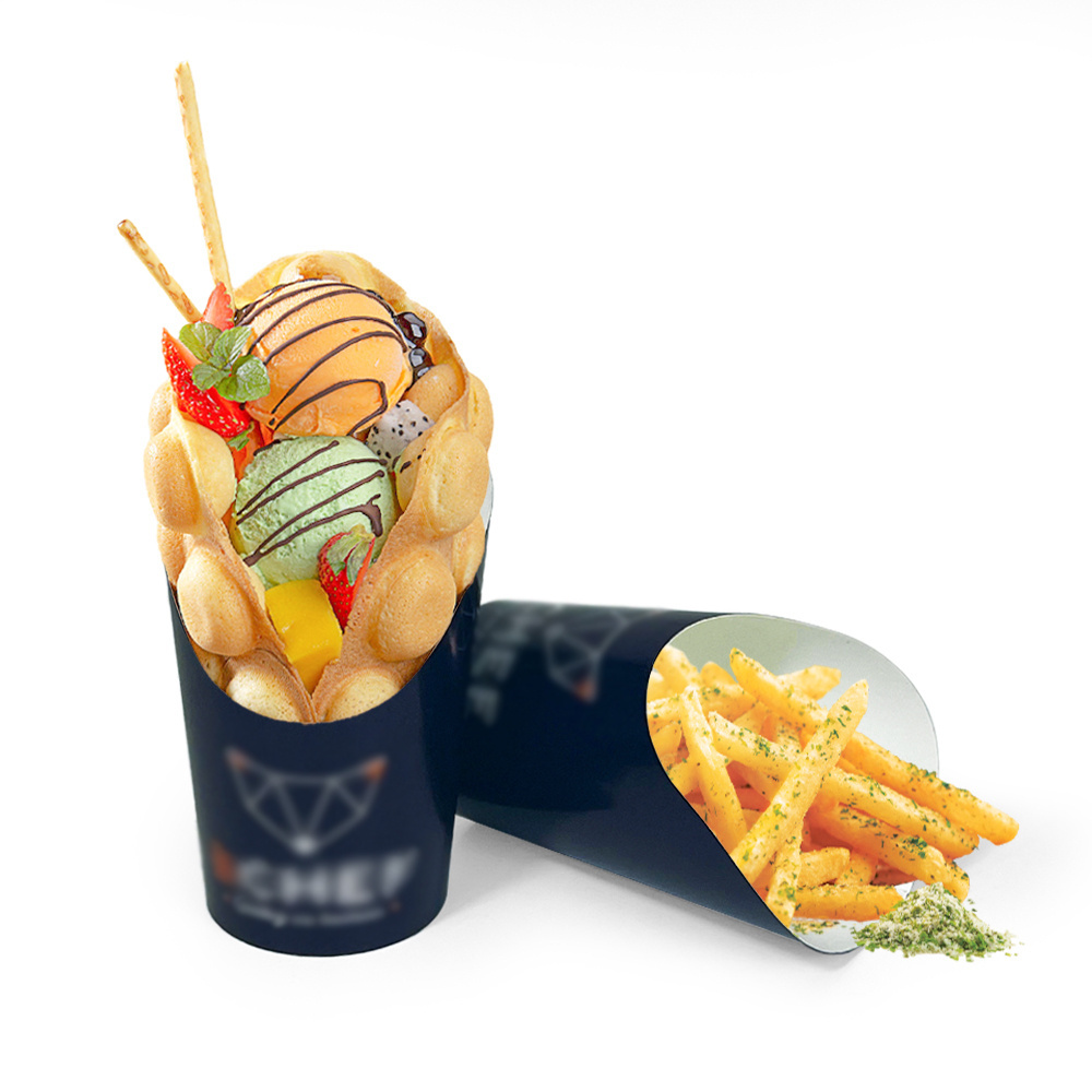 Hot sell custom printed waffle paper cups chip french fries holder disposable snack paper cup