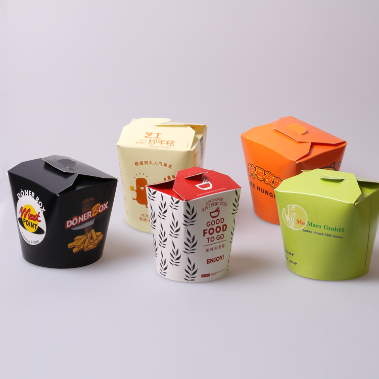 JAHOO Food Grade Custom 16oz 26oz 32oz Take Away Disposable Food Paper Noodle Pasta Box