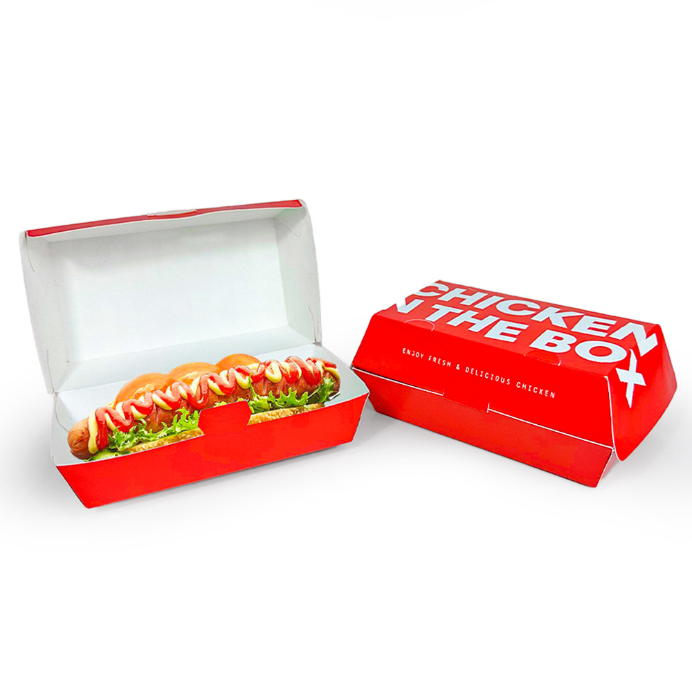 Customized Hot dog Snack Fast Food Paper Hot Dog Box Take Out Hot dog Sushi Packaging Box Kraft Paper Food Packing Sandwich Bag