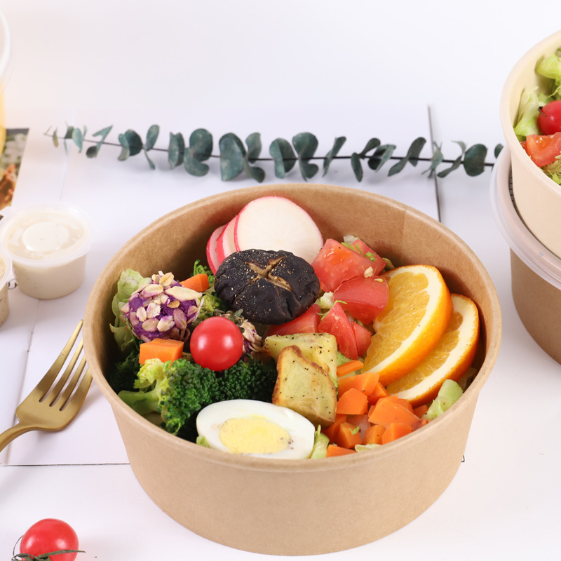 Disposable Paper Salad Bowl 500ml 750ml 1000ml 1100ml 1300ml Take Away Craft Paper Bowls