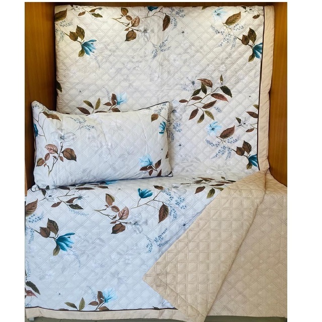 New Design Floral White color Customized Printed GOTS certificate 100% Organic cotton Home Bedding King Size Duvet Cushion Sets