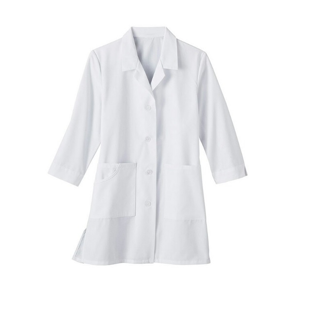 Long sleeve full length hospital 100% Organic Cotton GOTS Certified  doctor smock/lab coat unisex XXS 4X-large white