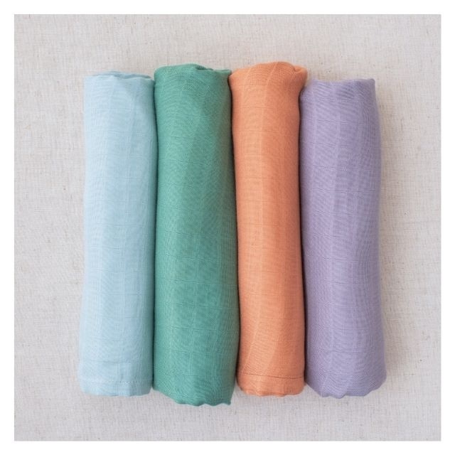 Solid Colour Eco Friendly Breathable 100% Organic Cotton 6 Layer Customized Packaging GOTS Muslin Cloth Swaddle Blanket For Baby