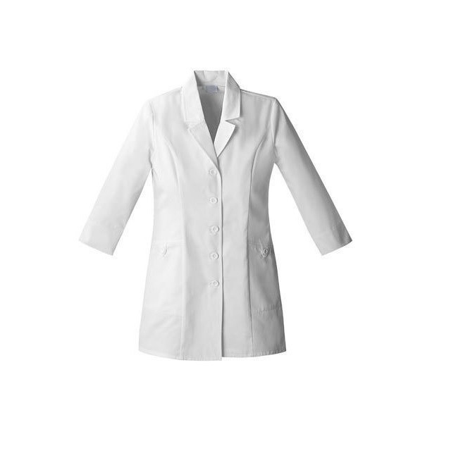 Long sleeve full length hospital 100% Organic Cotton GOTS Certified  doctor smock/lab coat unisex XXS 4X-large white