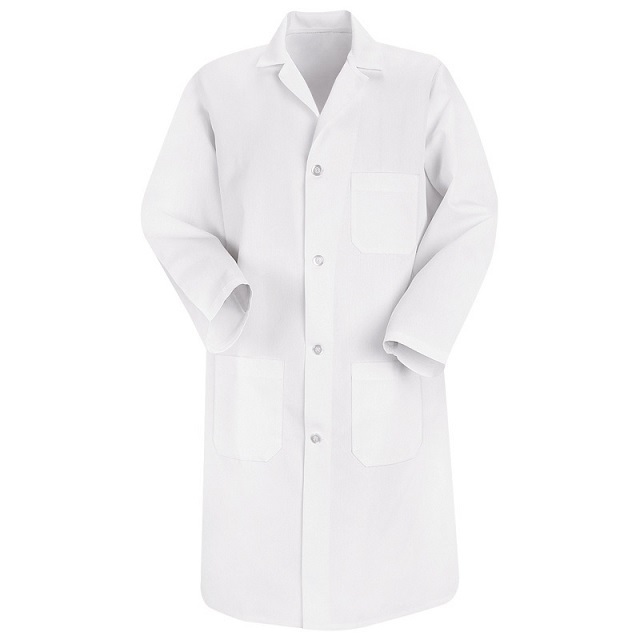 Long sleeve full length hospital 100% Organic Cotton GOTS Certified  doctor smock/lab coat unisex XXS 4X-large white