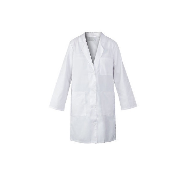 Long sleeve full length hospital 100% Organic Cotton GOTS Certified  doctor smock/lab coat unisex XXS 4X-large white