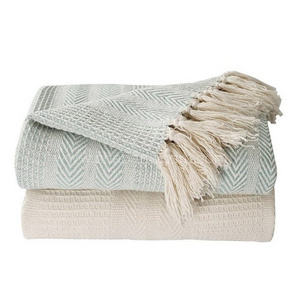 Indian Warm Dobby Weave Throw Blankets 100% Organic Cotton GOTS Certified Throws Blanket