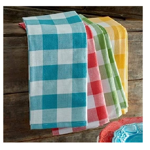 High Density 100% Pure Cotton 50x50cm Square Pattern Checkered GOTS Certificate Linen Kitchen Towels for cleaning and dusting