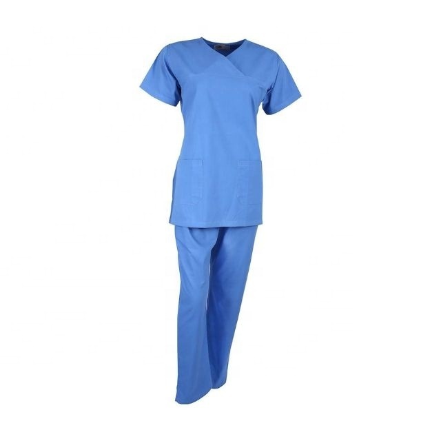 Slim Fit Medical Scrubs Uniform Nursing OEM ODM High Quality Operation Theatre Gowns 100% Organic Cotton With GOTS Certified