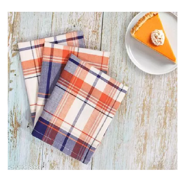 High Density 100% Pure Cotton 50x50cm Square Pattern Checkered GOTS Certificate Linen Kitchen Towels for cleaning and dusting