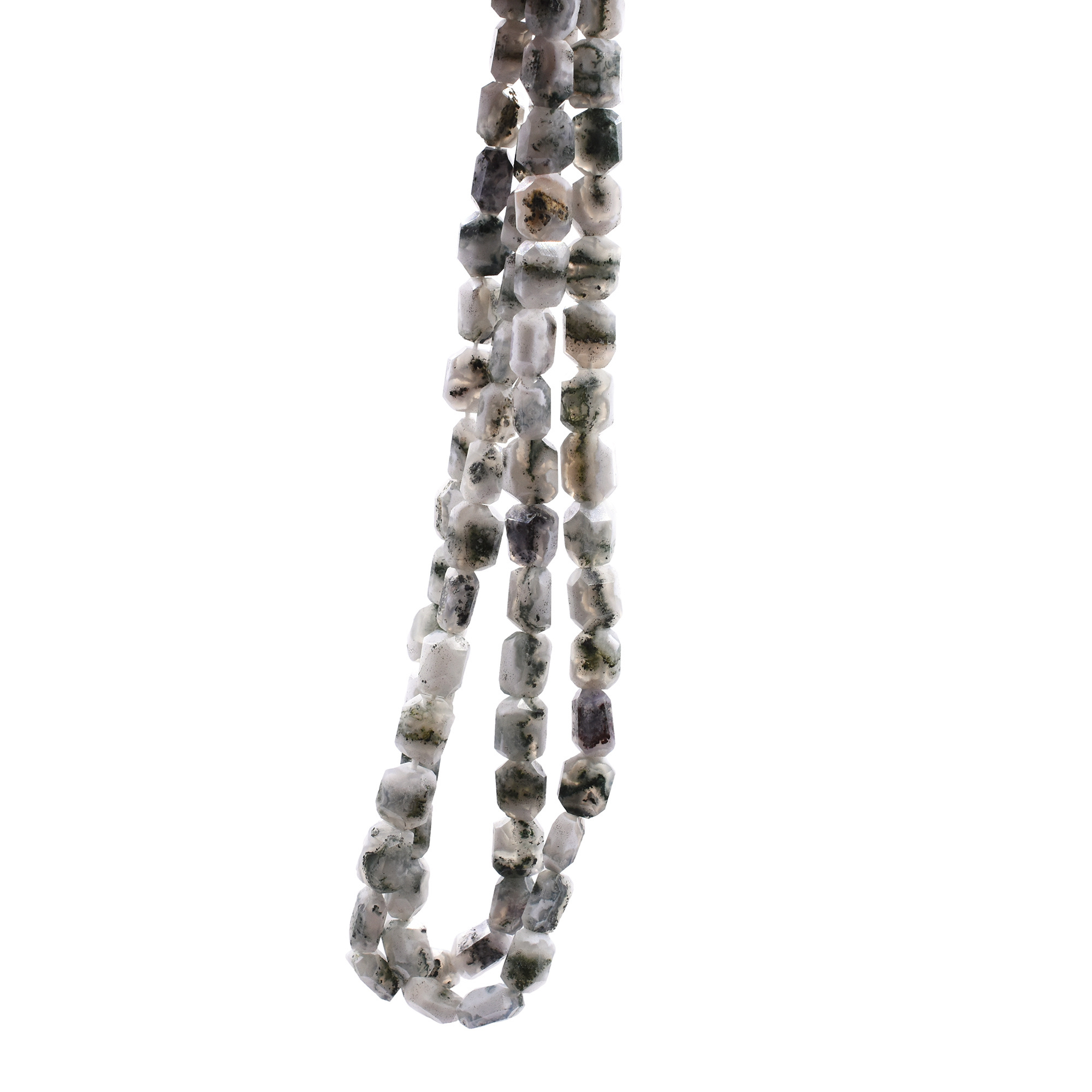 Moss Agate 9 To 10 MM Step Cut Nuggets Shape Beads Strand