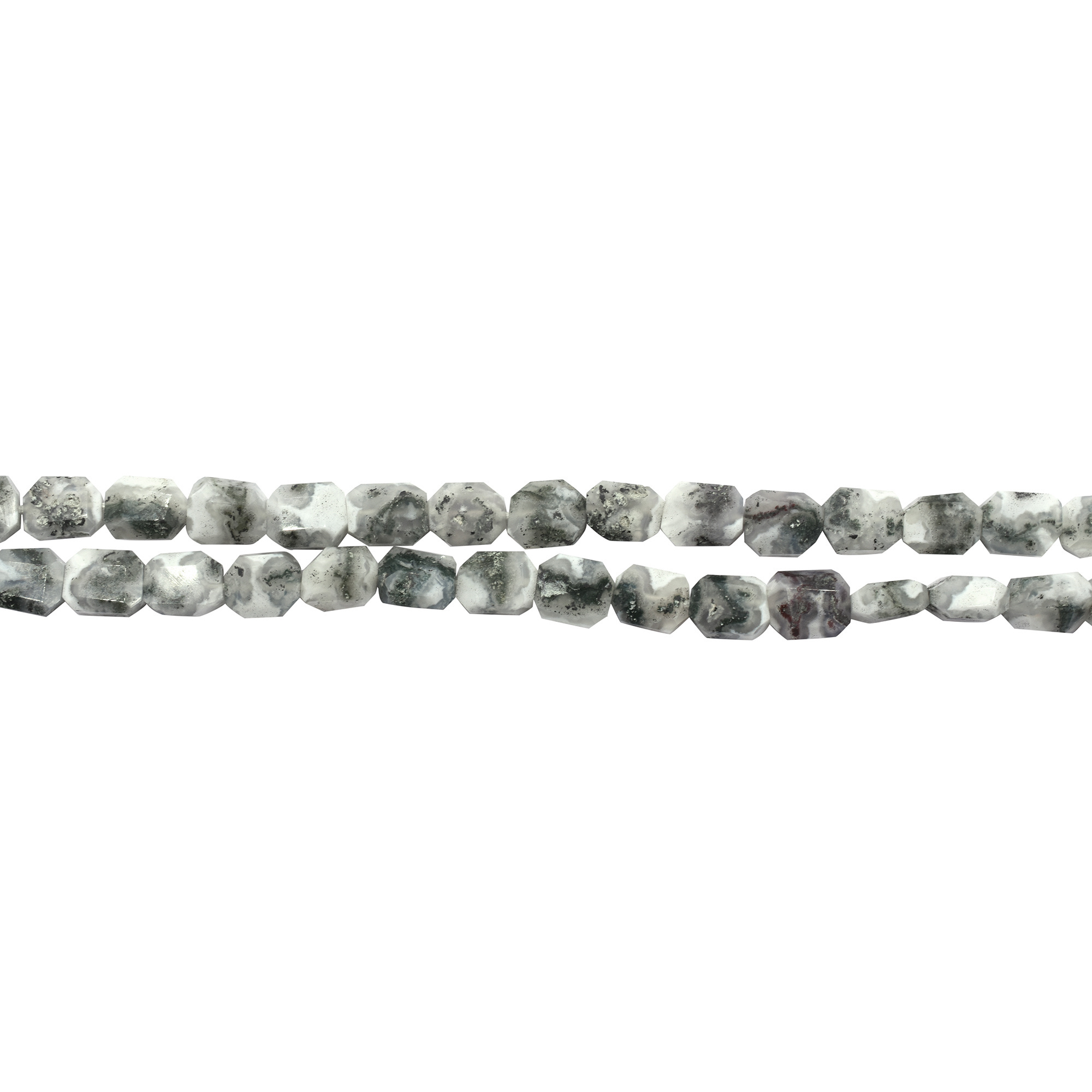 Moss Agate 9 To 10 MM Step Cut Nuggets Shape Beads Strand