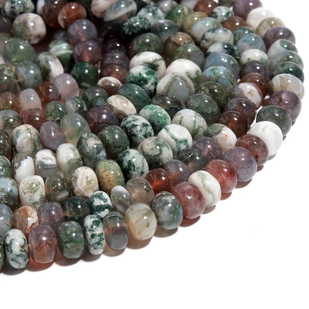 New trending Natural Green Moss Agate Beads For Jewelry and necklace making Fashionable beads Best Quality Wholesale beads