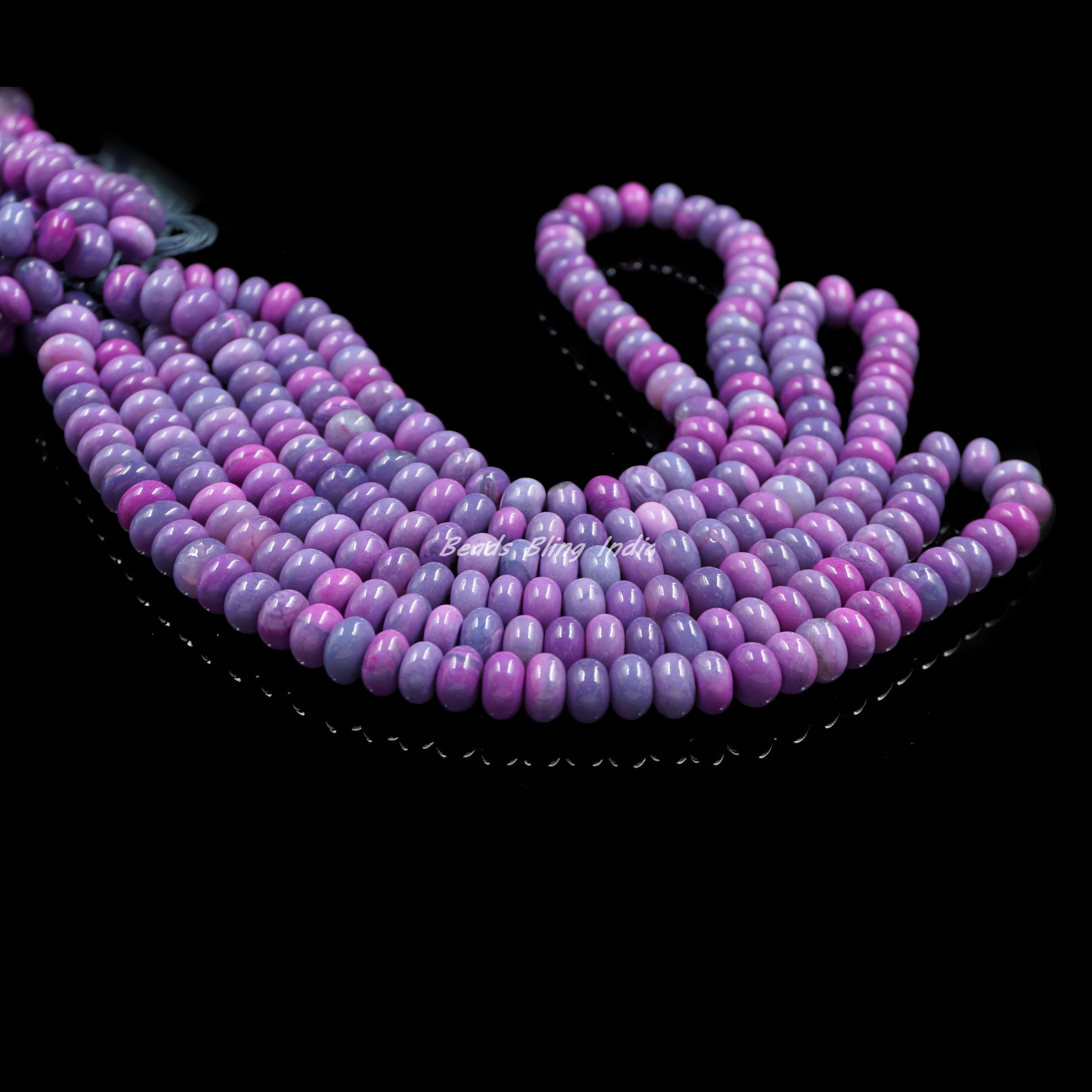 Beautiful Lavender Pink Opal Smooth Rondelle Shape Beads 16