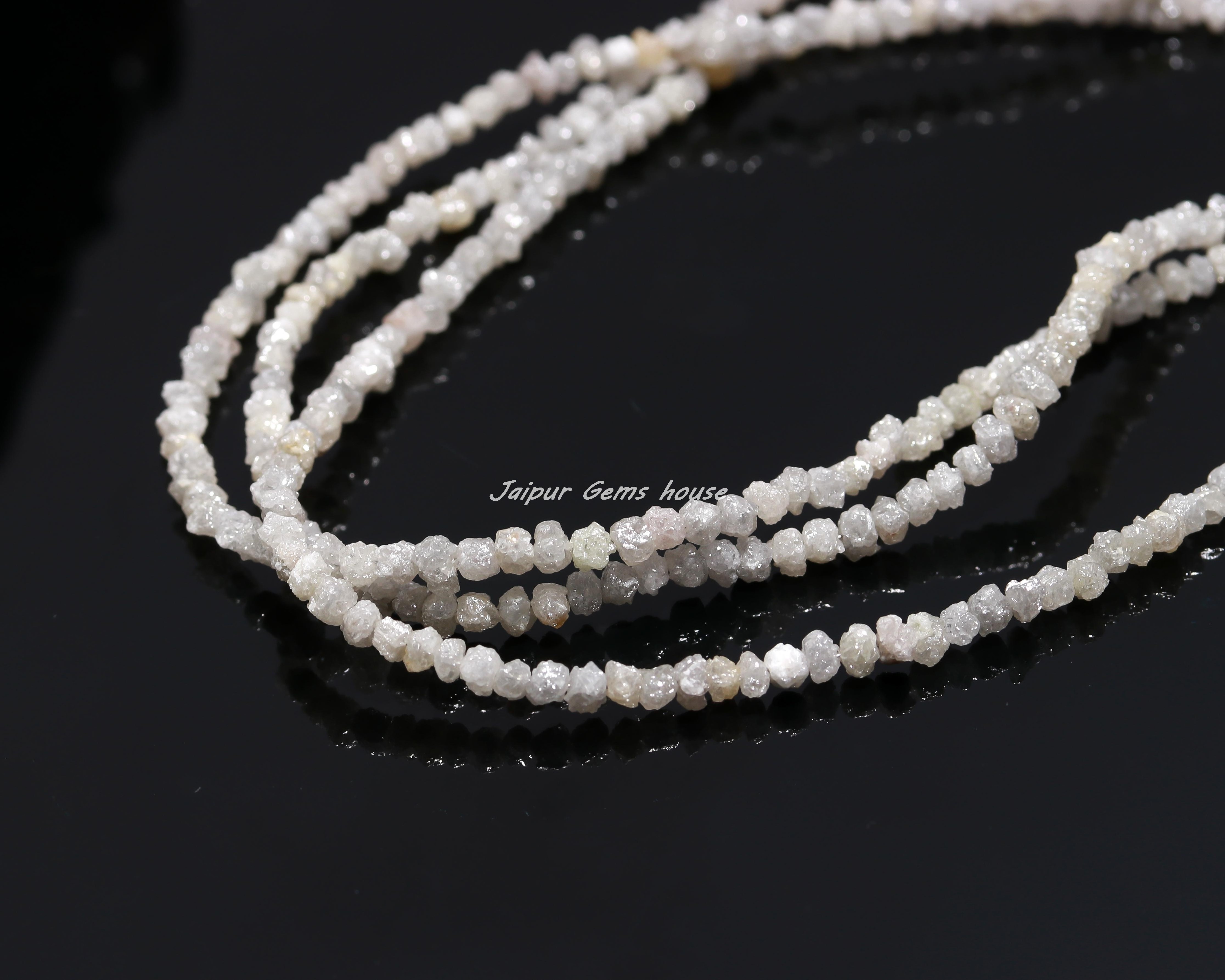 Best Quality Natural White Diamond Rough Beads Genuine Raw Diamond Beads Uncut Loose Beads 4 - 6 mm Strand White Diamond Jewelry