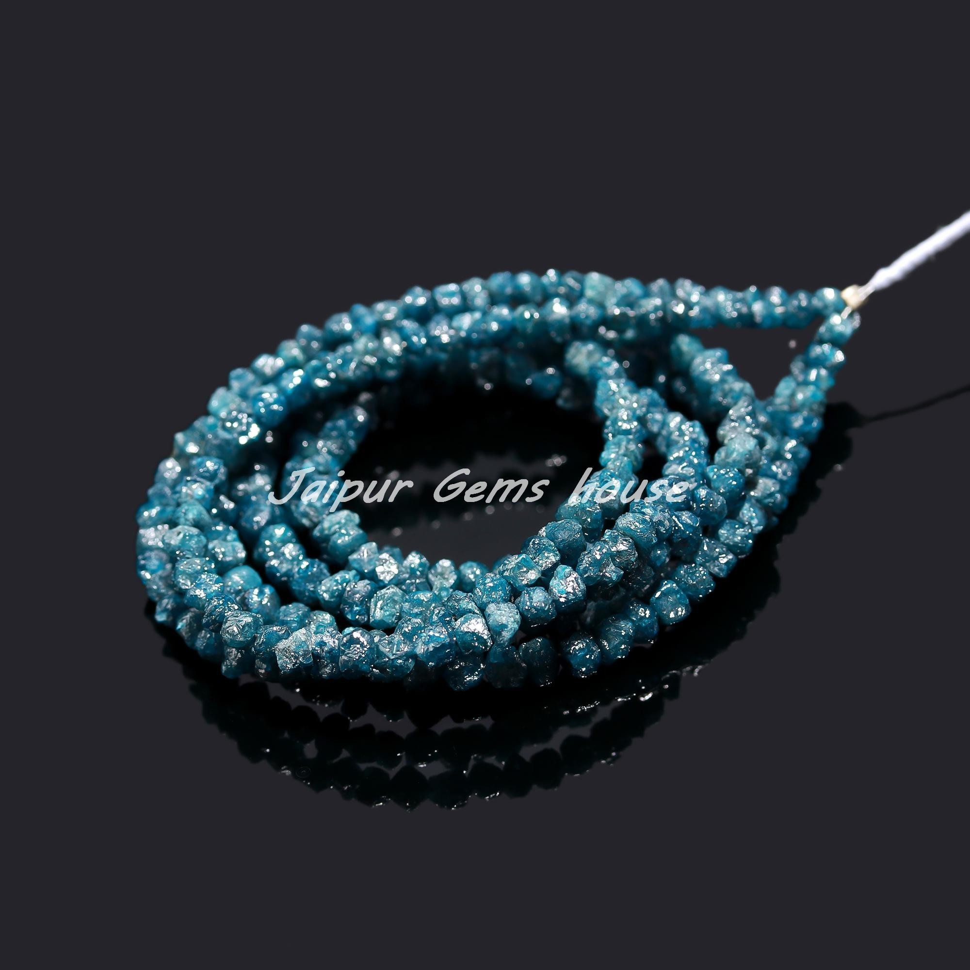 Trendy Genuine Blue Uncut Raw Diamond Beads Natural Blue Diamond Uncut Blue Diamond Loose Beads Strands Handmade Jewelry Beads