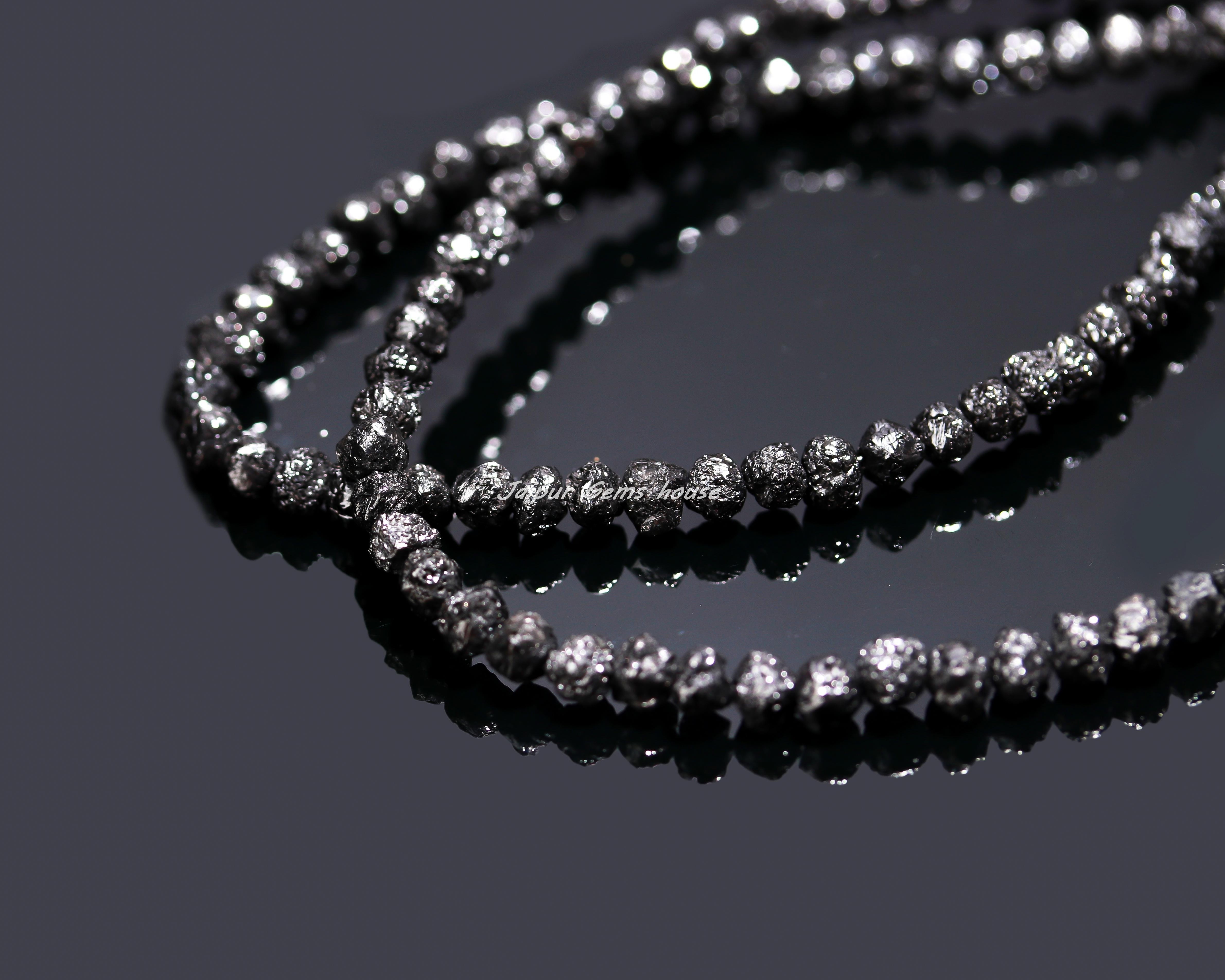 Best Selling Genuine Black Diamond Rough  Raw Natural Black Loose Uncut Beads 5 - 6 mm Black Diamond Beads Jewelry Making Beads