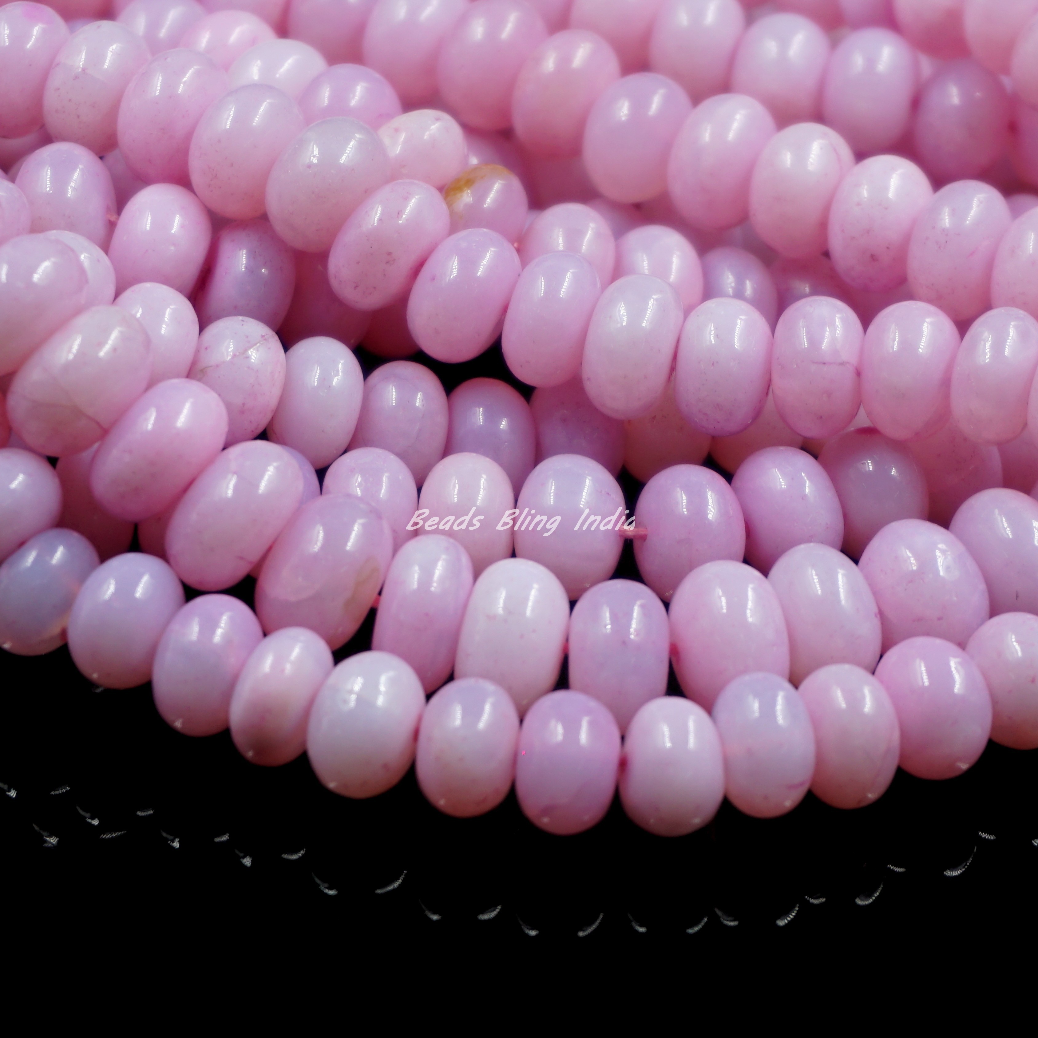 Dainty Lilac Opal Smooth Rondelle Shape Gemstone Beads, 7-10 mm Lavender Opal Healing Loose Gemstone Beads for Fashion Jewelry