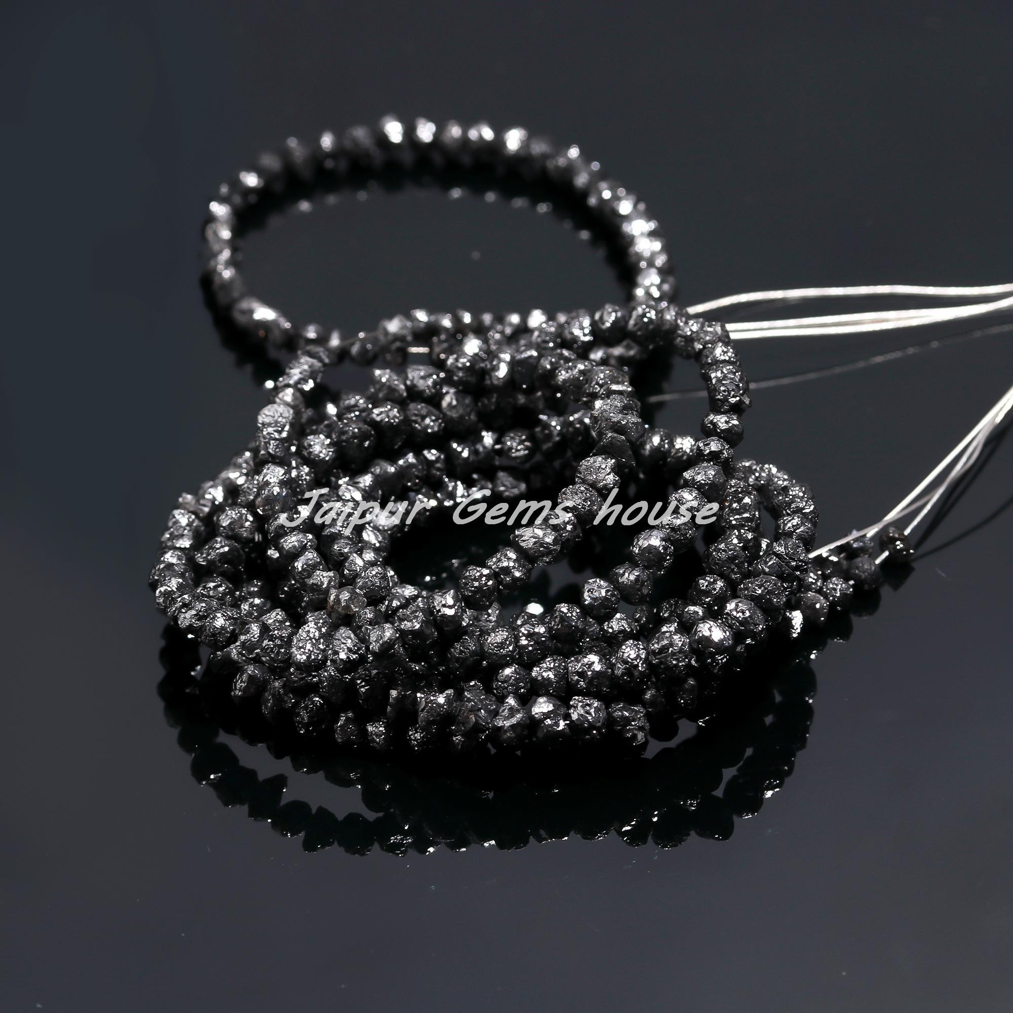 Best Selling Genuine Black Diamond Rough  Raw Natural Black Loose Uncut Beads 5 - 6 mm Black Diamond Beads Jewelry Making Beads